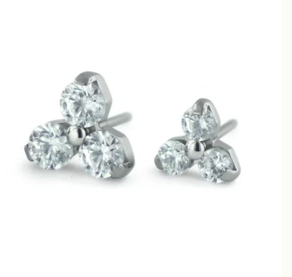 Titanium Trinity Gem - Cubic Zirconia/silver - 1,5mm