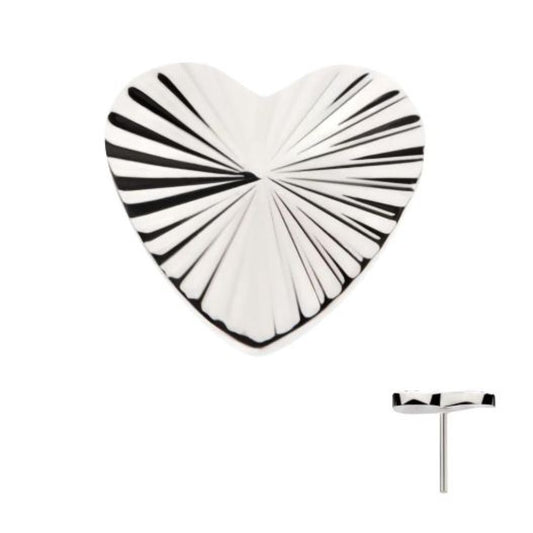 Titanium Threadless Corrugated Heart Top