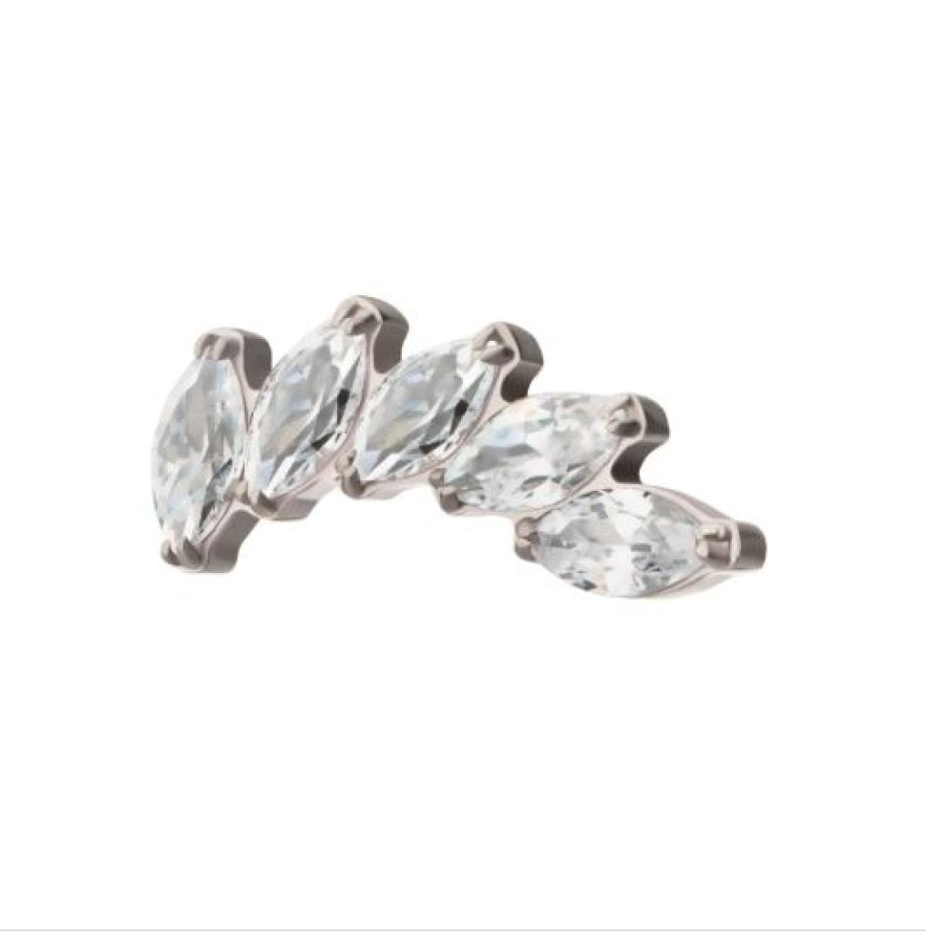Titanium Threadless 5 Marquise Staggered Cluster Prong Gem Top