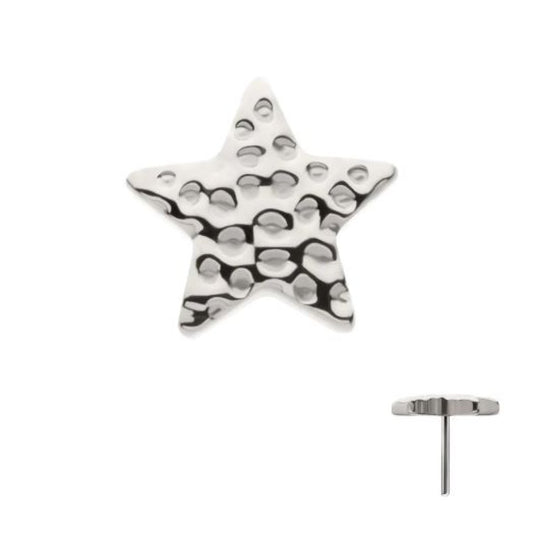 Titanium Threadless Hammered Star Top