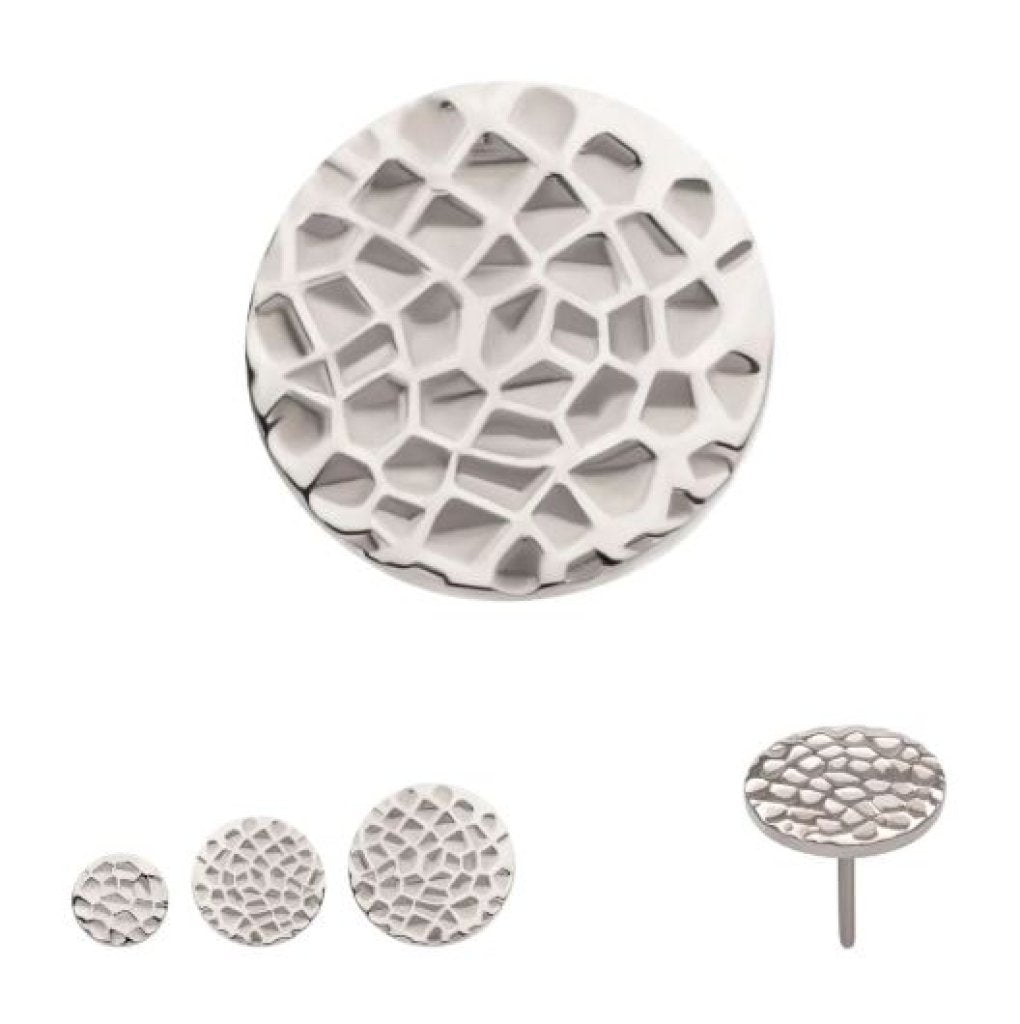 Titanium Threadless Hammered Disk Top - 3mm