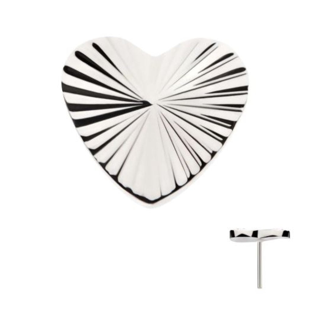 Titanium Threadless Corrugated Heart Top