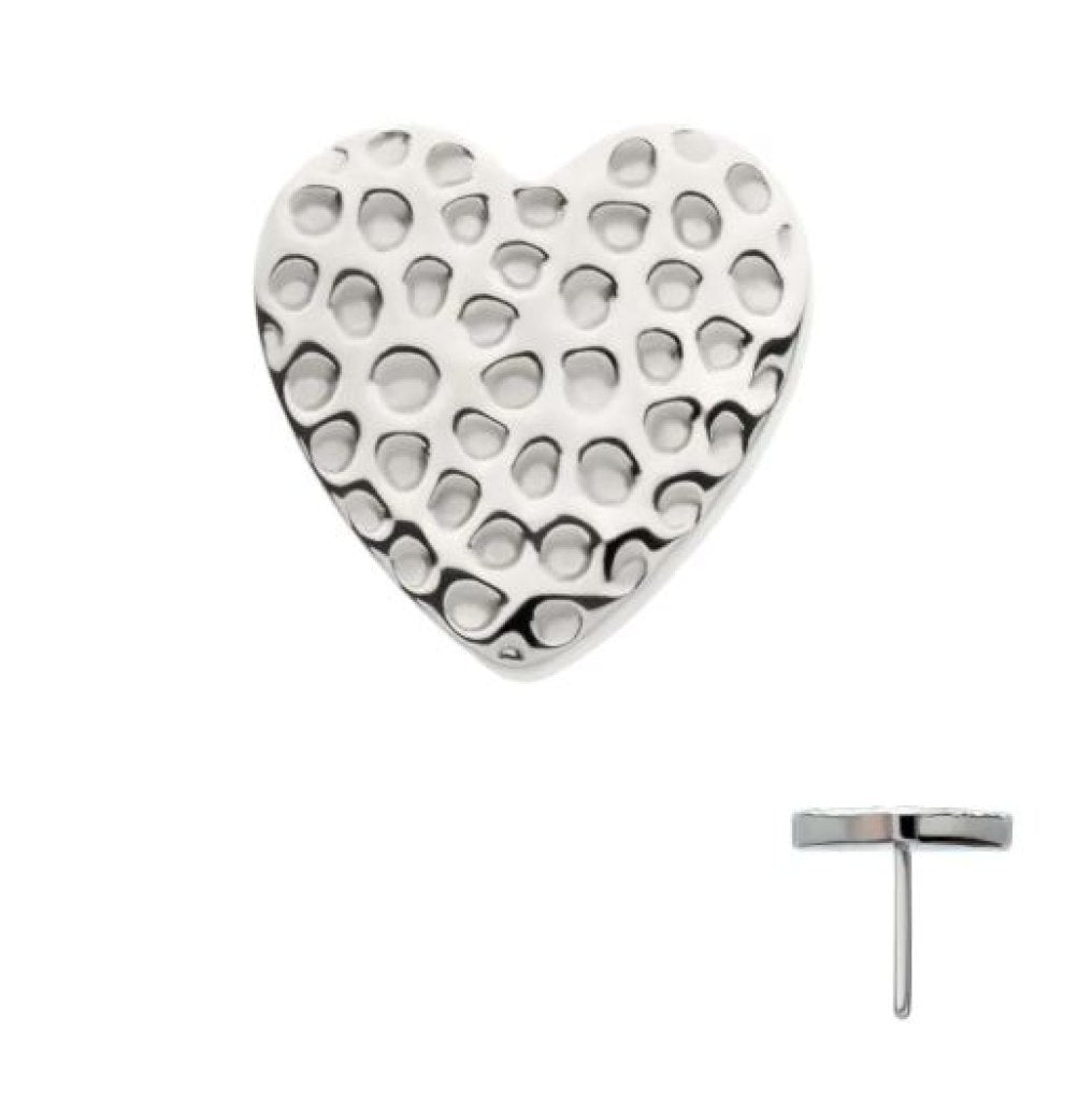 Titanium Threadless Hammered Heart Top