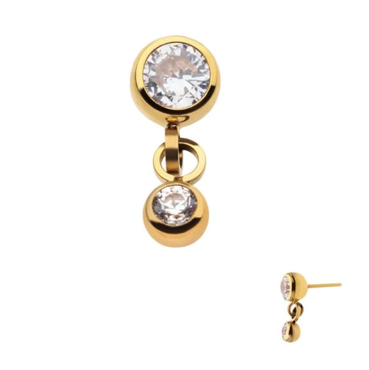 24Kt Gold PVD Titanium Threadless Double Bezel