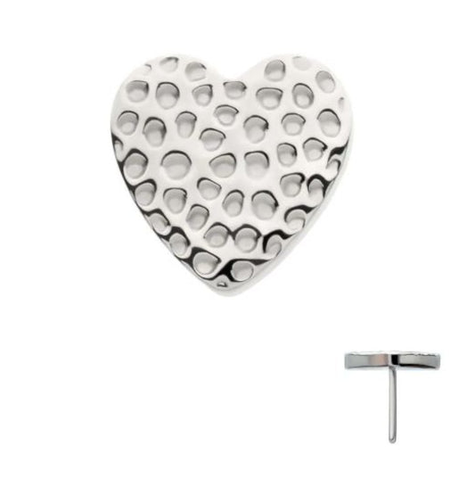Titanium Threadless Hammered Heart Top