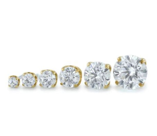 18K Yellow Gold Prong Set Gem - Cubic Zirconia/silver - 5mm