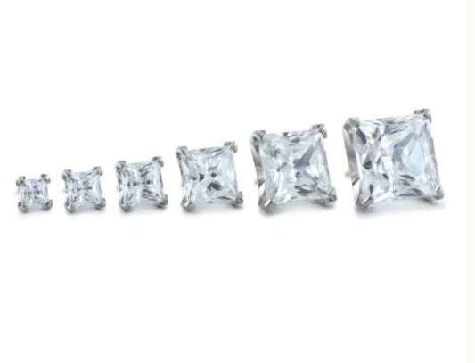 Titanium Princess Cut Gems - Cubic Zirconia/silver - 2,5mm