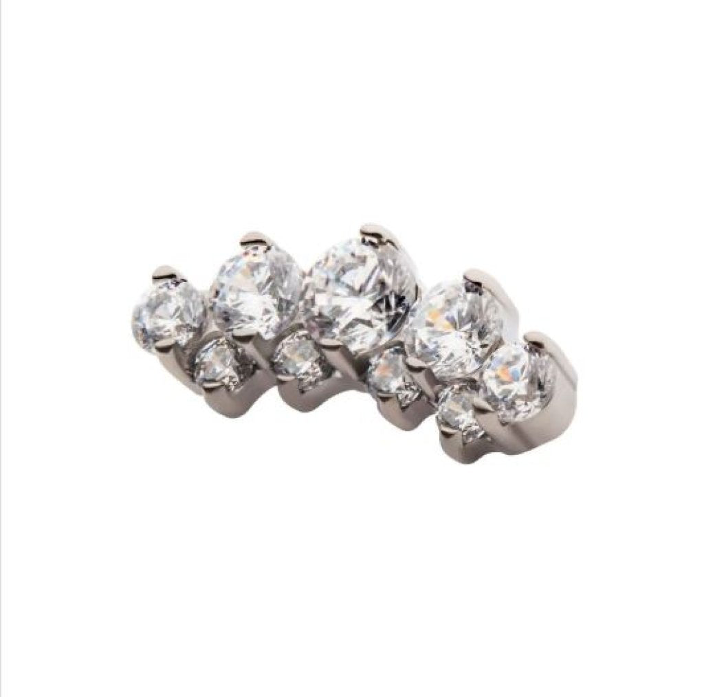 Titanium Threadless Prong Set Round CZ/Opal Terraced Cluster Top