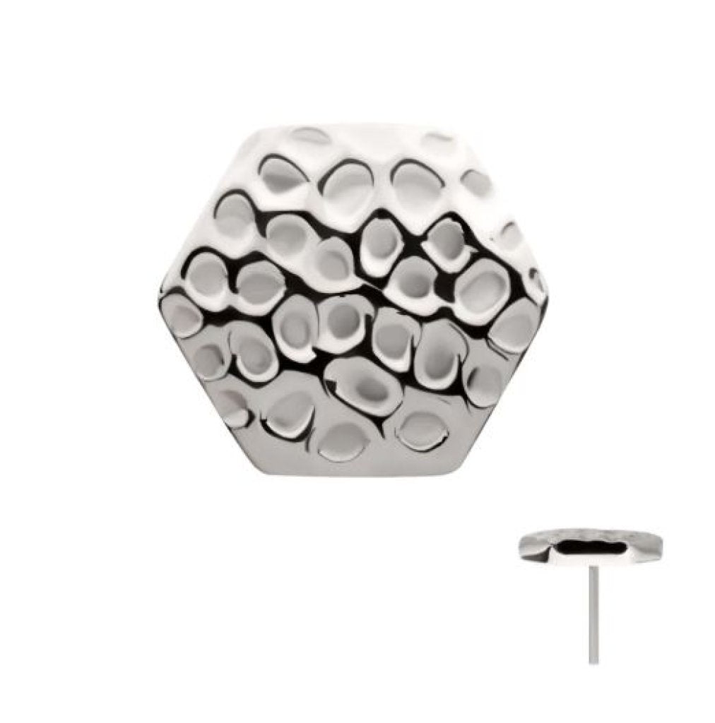 Titanium Threadless Hammered Hexagon Top