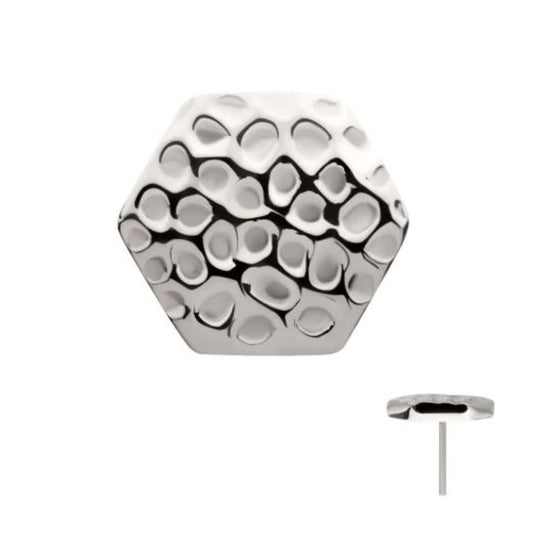 Titanium Threadless Hammered Hexagon Top