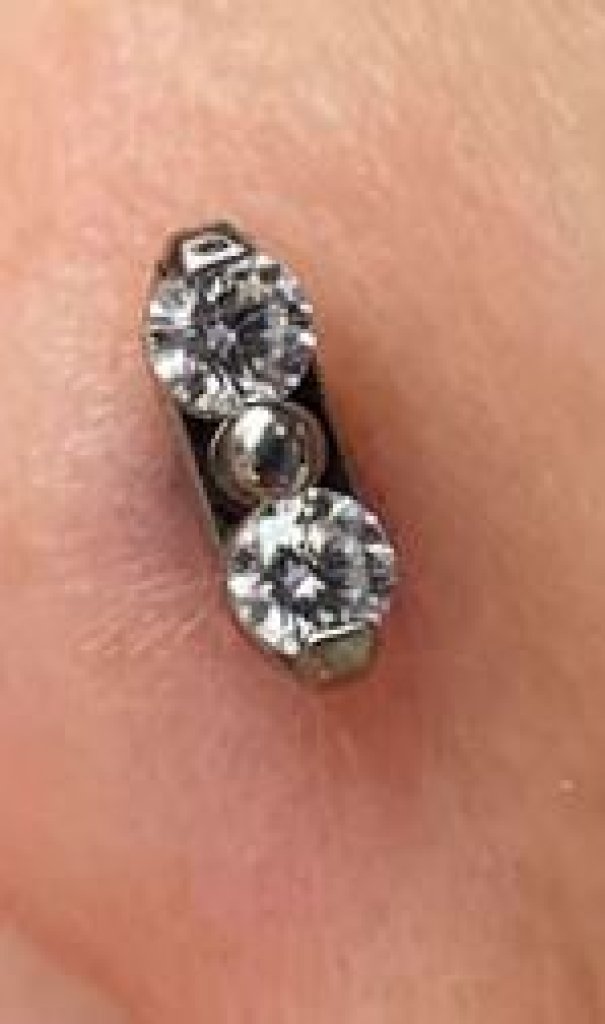 Titanium Duet Gem - Cubic Zirconia/silver - 2mm