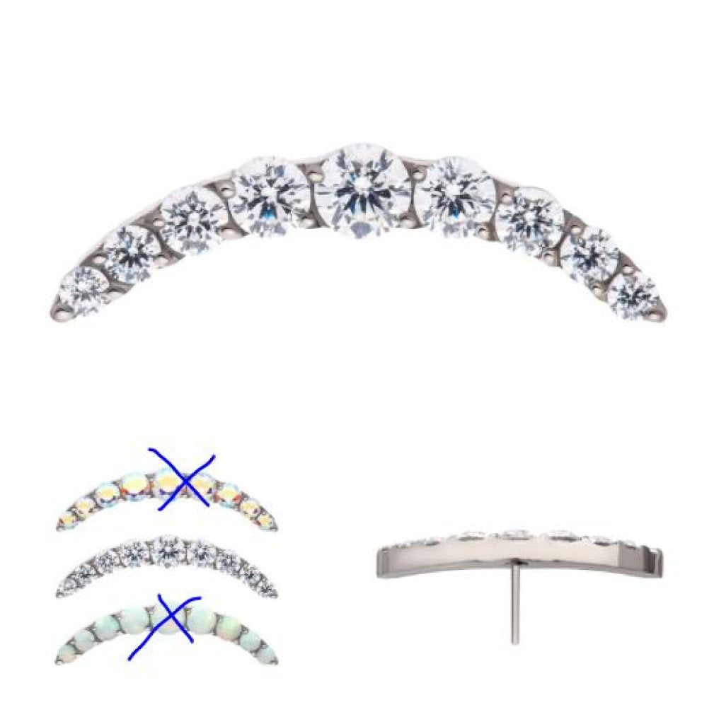 Titanium Threadless Prong Set Round CZ/Opal 9-Cluster Top