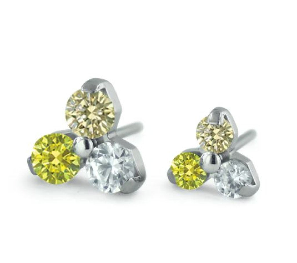 Ombre Trinity - Cubic Zirconia/Champagne/Yellow - 2mm