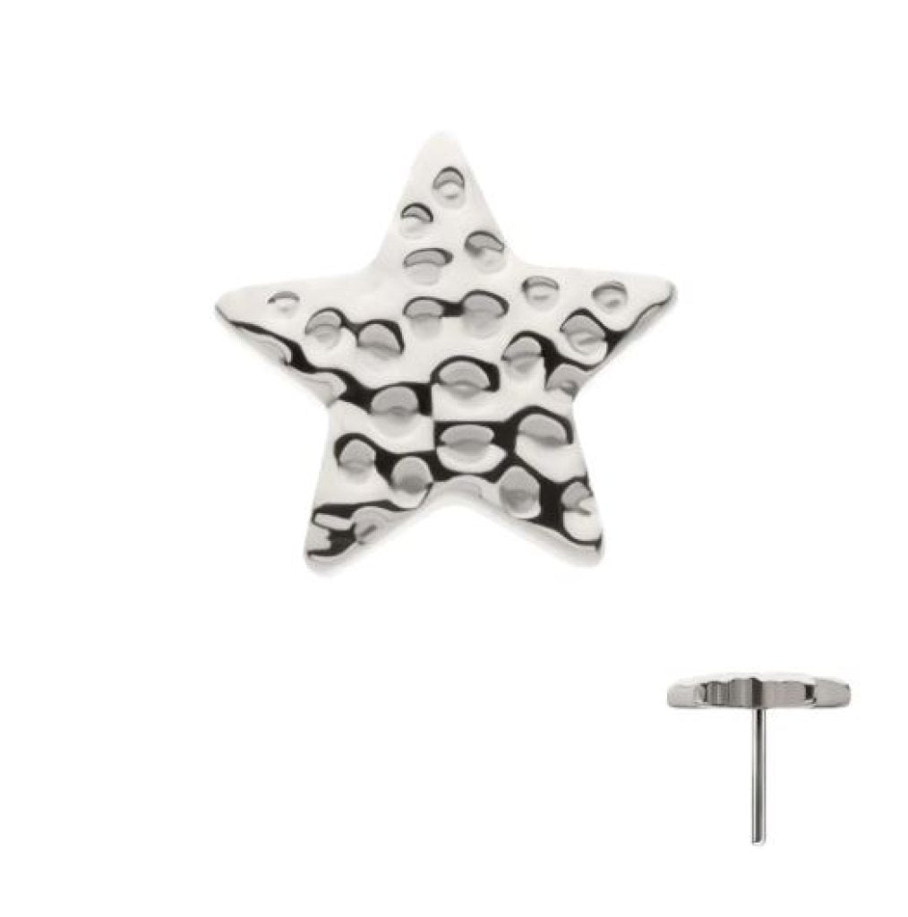 Titanium Threadless Hammered Star Top
